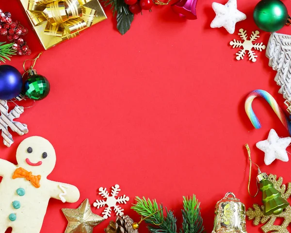 クリスマスの装飾。お菓子や装飾品。楽しい休暇をお過ごしください! — ストック写真