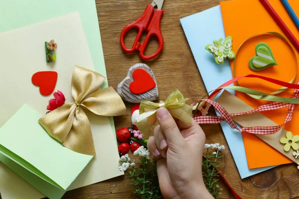 Set für Scrapbooking - Bänder, Figuren, Blumen — Stockfoto