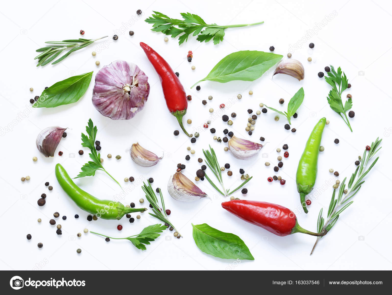 Food background, herbs and spices on white background Stock Photo by  ©Dream79 163037546