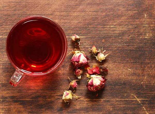 Herbal tea from rose petals, red floral — Stock Photo, Image