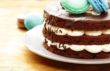 Çikolatalı kek vanilyalı krema ile bir tatlı bir tatil için değil.