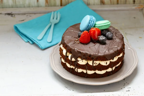 Çikolatalı kek vanilyalı krema ile bir tatlı bir tatil için değil.