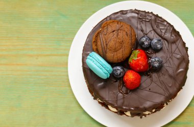  Çikolatalı kek vanilyalı krema ile bir tatlı bir tatil için değil.