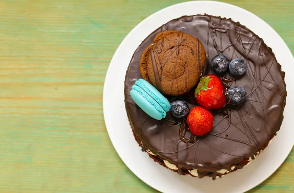  Çikolatalı kek vanilyalı krema ile bir tatlı bir tatil için değil.