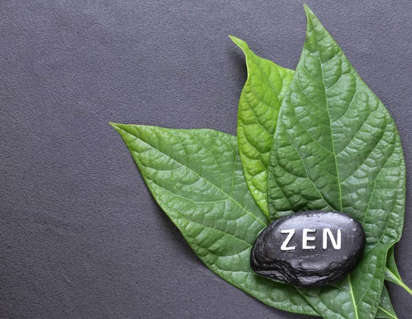 Piedra con la inscripción Zen - símbolo de paz y equilibrio — Foto de Stock