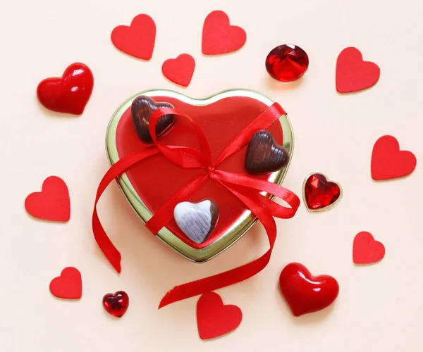 Geschenke Und Symbole Zum Valentinstag — Stockfoto