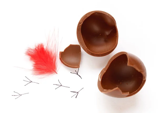 Composición Divertida Pascua Con Huevos Chocolate —  Fotos de Stock