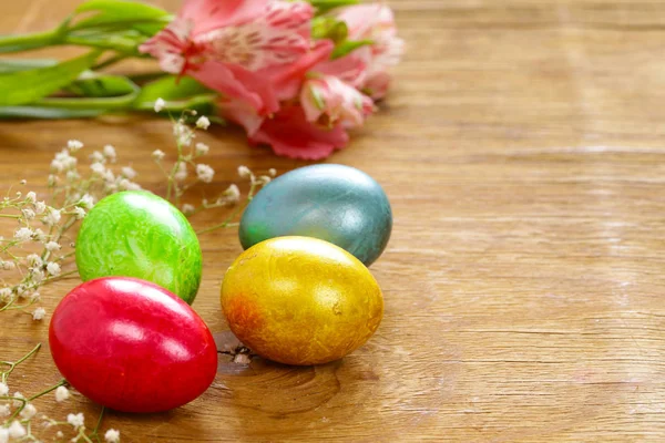 Boyalı Yumurta Şenlikli Dekor Paskalya Arka Plan — Stok fotoğraf