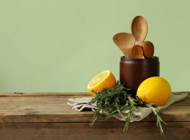 mutfak arka plan ahşap masa peçete rustik iç