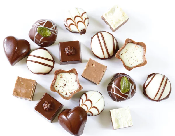 Chocolates Sortidos Doces Para Sobremesa Guloseimas — Fotografia de Stock