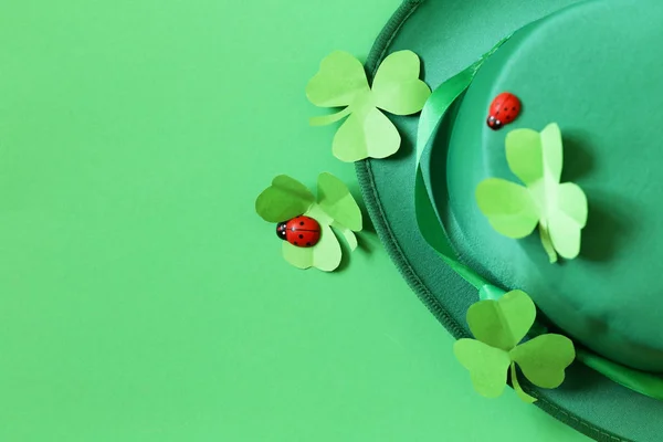 Feest Van Patrick Day Groene Achtergrond Met Symbolen — Stockfoto