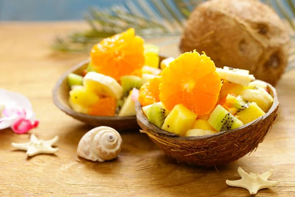 Fruit Salad Tropical Fruits Mango Banana Kiwi — Stock Photo, Image