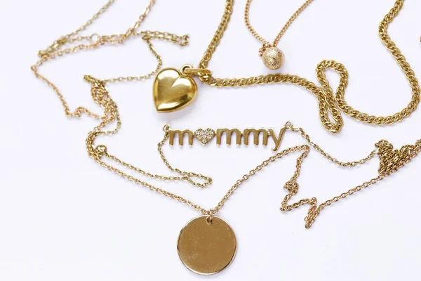 Gold Chains Necklaces Pendants — Stock Photo, Image