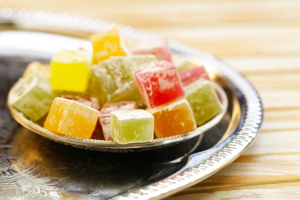 Colorful Sweet Turkish Delight Traditional Dishes — Stock Photo, Image