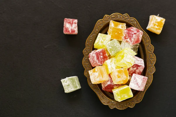 Colorful Sweet Turkish Delight Traditional Dishes — Stock Photo, Image