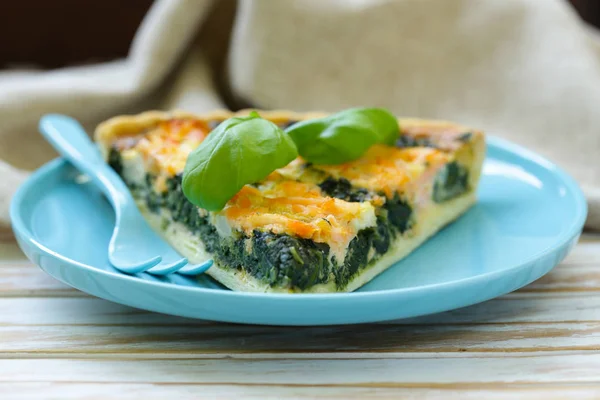 French Quiches Pie Broccoli Salmon — Stock Photo, Image