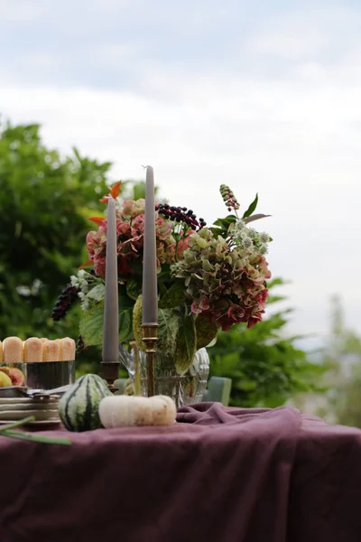 Arrangement Fleurs Automne Pour Décoration Table Intérieur — Photo