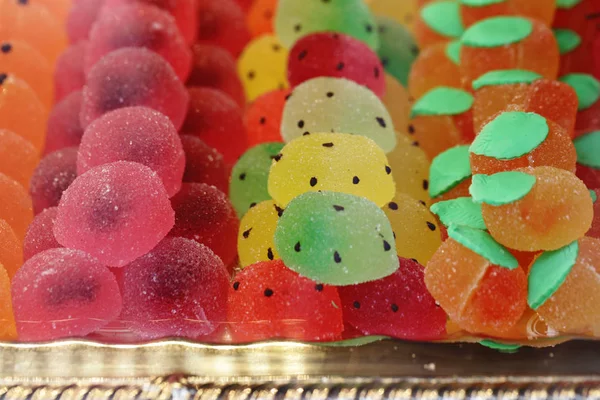 Fruit Multicolored Sweet Marmalade Tray — Stock Photo, Image