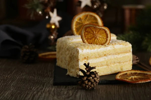 Pastel Casero Cítricos Galletas Para Navidad Vacaciones —  Fotos de Stock