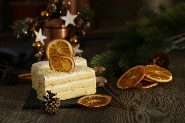 Pastel Casero Cítricos Galletas Para Navidad Vacaciones —  Fotos de Stock