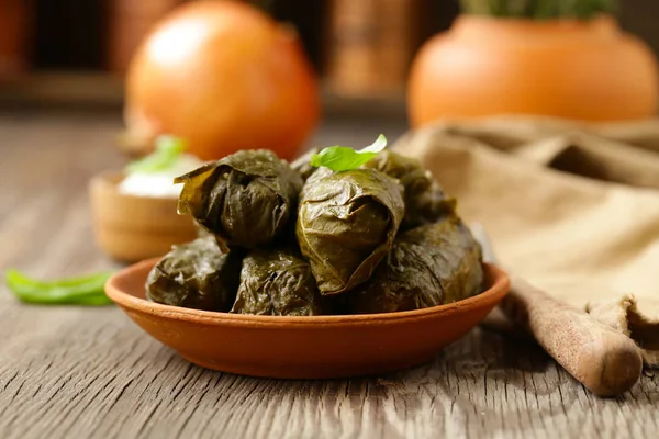 Traditional Georgian Dolma Food Grape Leaves — Stock Photo, Image