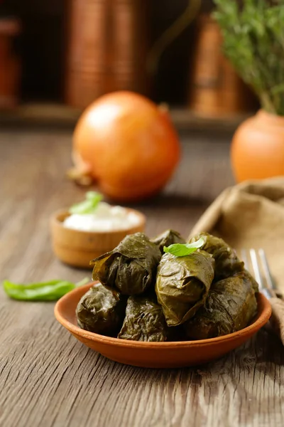 Traditionelles Georgisches Dolma Essen Traubenblättern — Stockfoto