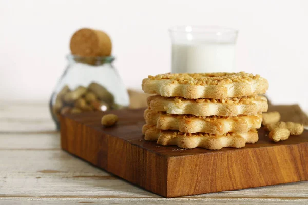Biscuits Aux Arachides Lait Pour Dessert Friandises — Photo