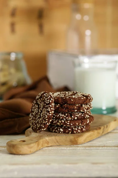 Biscuits Chocolat Lait Pour Dessert Rafraîchissements — Photo