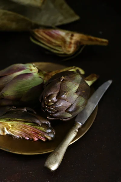 Натуральні Фіолетові Овочі Артишоки Салату Консервування — стокове фото