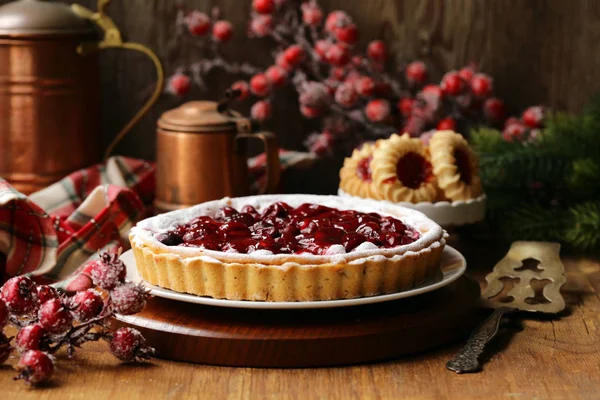 Tarta Cereza Casera Con Azúcar Glaseado Para Postre — Foto de Stock