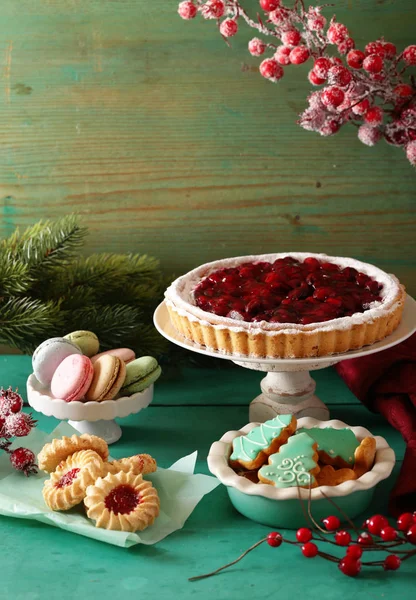 Tarta Cereza Casera Con Azúcar Glaseado Para Postre — Foto de Stock