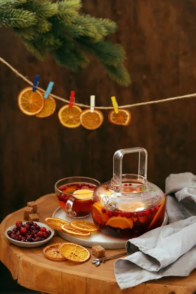 Baharatlı Portakallı Kızılcık Çayı — Stok fotoğraf