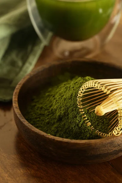 Натуральный Органический Порошок Зеленого Чая Маття — стоковое фото