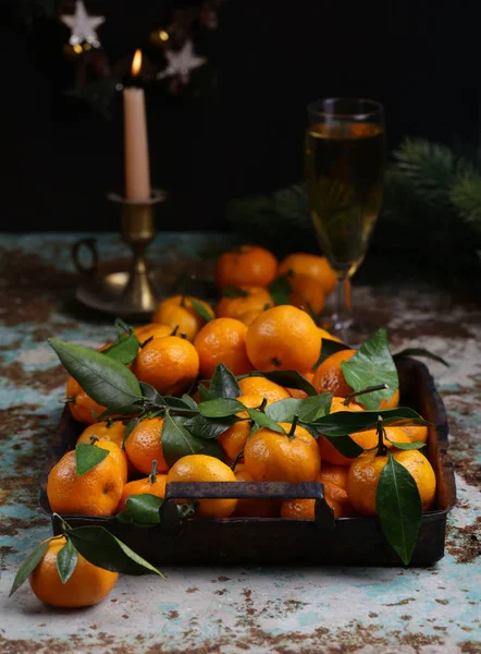 Ekologiska Naturliga Tangeriner För Förfriskningar Och Hälsosam Kost — Stockfoto