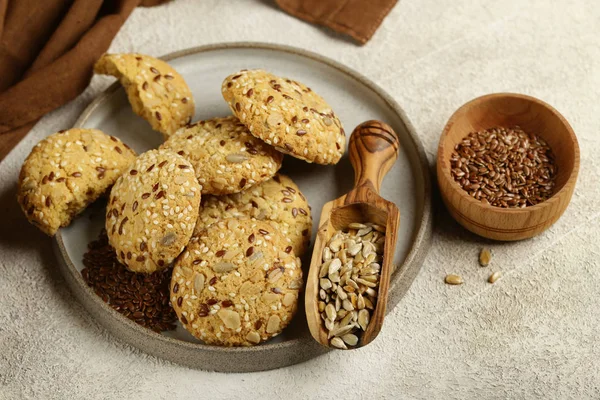 Natürliche Bio Kekse Mit Samen Und Leinsamen — Stockfoto