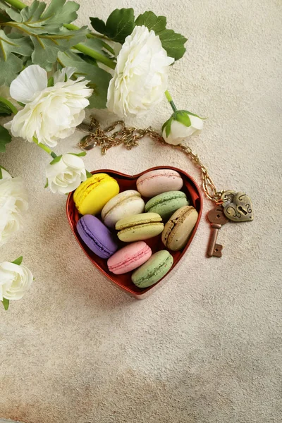 Fond Pour Saint Valentin Avec Des Fleurs Des Bonbons — Photo