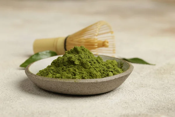 Green Matcha Tea Powder Bowl — Stock Photo, Image