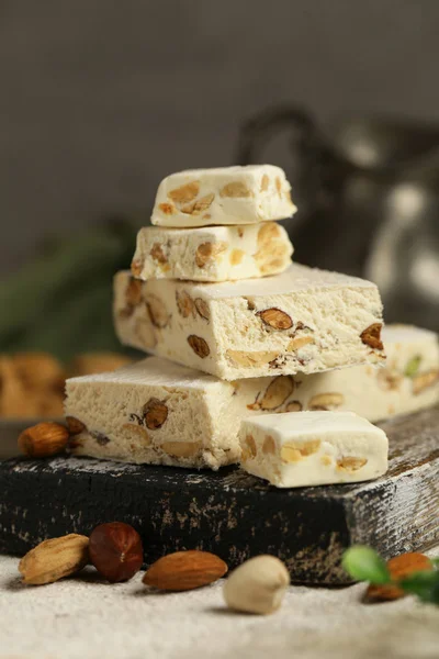 Traditional Nougat Nuts Turron Almonds — 图库照片
