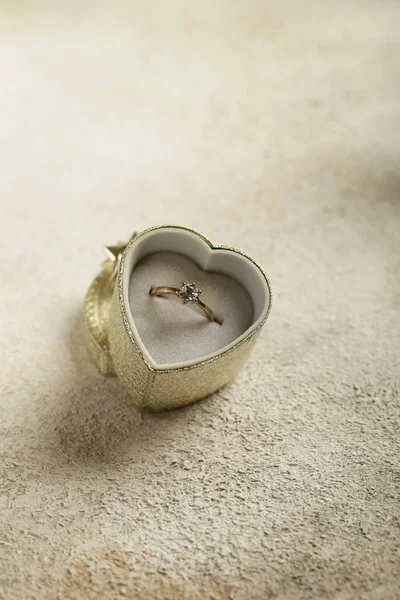Gold Diamond Ring Valentines Day — 스톡 사진
