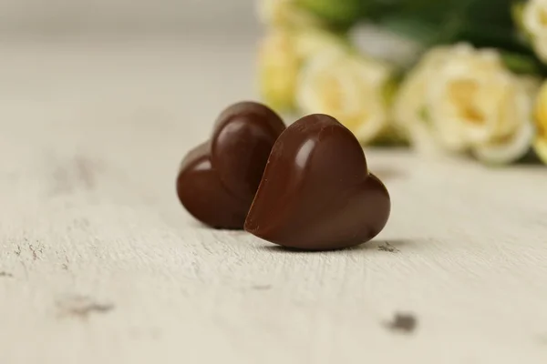 Chocolate Praline Candy Hearts Valentines Day — Stock Photo, Image