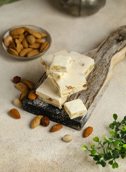 Traditional Nougat Nuts Turron Almonds — Stock Photo, Image