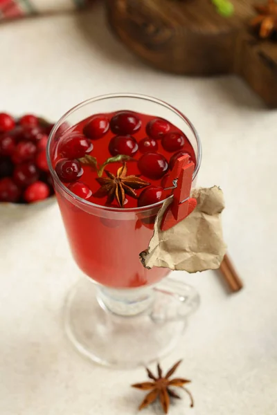 Thee Een Glas Met Cranberry Kaneel — Stockfoto