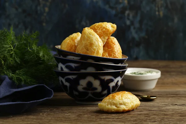 Merienda Samosa Frito Tartas Con Queso — Foto de Stock