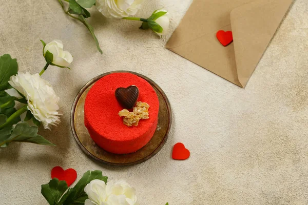 Gâteau Velours Rouge Pour Les Friandises Saint Valentin — Photo