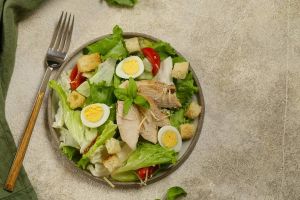 Caesar Salad Chicken Quail Egg — Stock Photo, Image