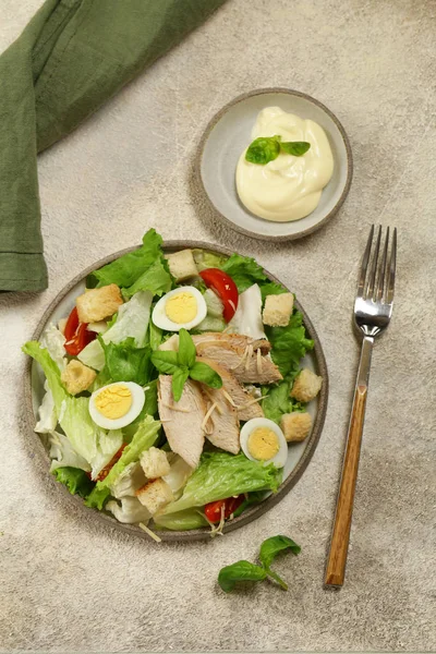 Caesar Salad Chicken Quail Egg — Stock Photo, Image
