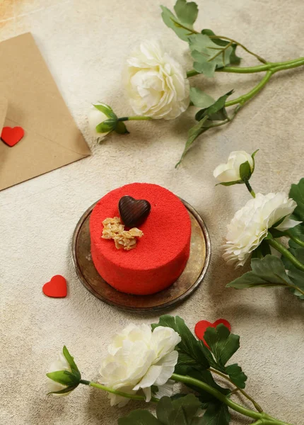 Red Velvet Cake Valentines Day Treats — Stock Photo, Image