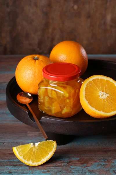 Fresh Natural Organic Orange Jam Jar — Stock Photo, Image