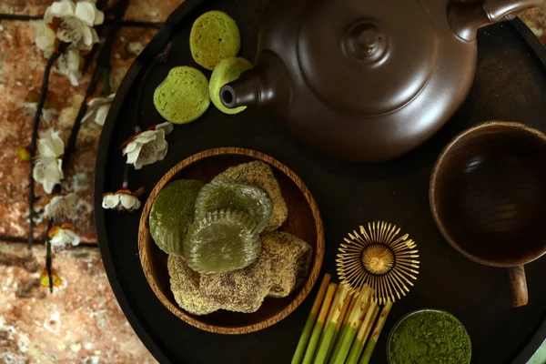 Japanese Sweets Mochi Matcha Tea — Stock Photo, Image