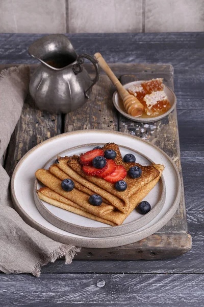 Thin Pancakes Dessert Breakfast — Stock Photo, Image